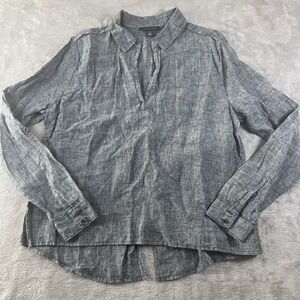 Saks Fifth Avenue Shirt Womens Large Linen Henely Tunic Top‎ Coastal Lagenlook